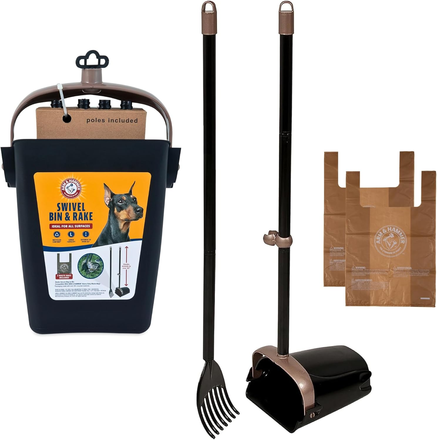Arm & Hammer Dog Pooper Scooper Swivel Bin and Rake