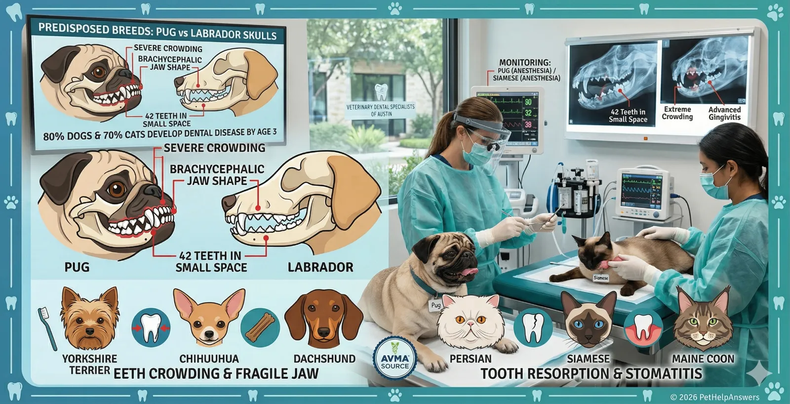 Veterinary dental examination of high-risk dog and cat breeds with dental X-rays
