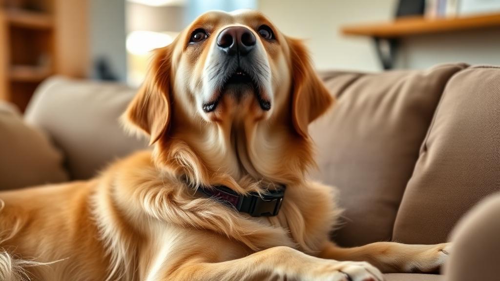 Golden retriever wearing a smart health monitoring collar